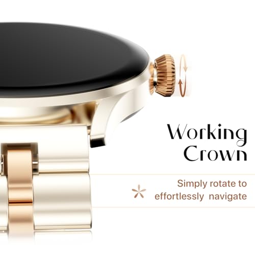 Fire-Boltt Glitz Women Smart Watch with 1.19” AMOLED Display, Bluetooth Calling, Rotating Crown, Always On Display, 1000 Nits Brightness, IP68 Waterproof Ivory Pearl