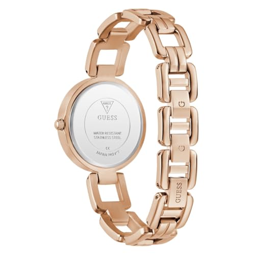 Guess Gd Millie Analog Watch for Woman with Pink Round Dial & Rose Gold Tone Recycled Steel Bracelet Band Water Resistant Women's Wrist Watches - U1387L8M