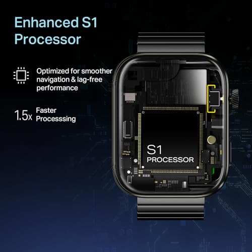 boAt Chrome Endeavour, Premium Metal Body, 1.96”(4.97cm) AMOLED Display,AI Coach Health Insights,Advanced S1 Processor,HRV,VO2 Max,Auto Watchface Refresh, Smart Watch for Men & Women (Steel Black)