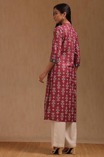 Soch Womens Onion Pink Rayon Bandhani Print Kurta