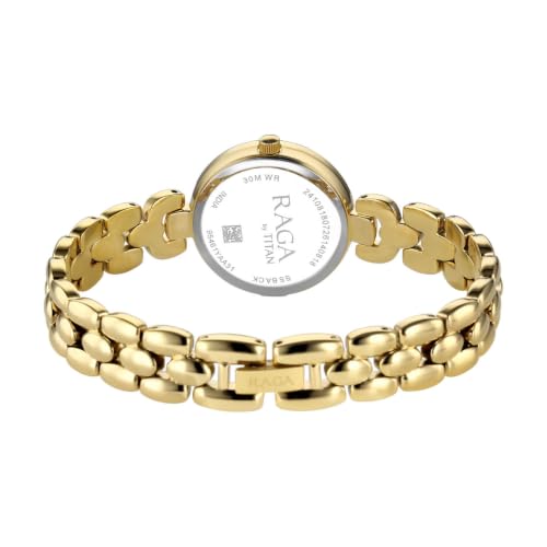 Raga Showstopper 5.0 Quartz 3 Hands Round White MOP Dial, Gold Strap Watch for Women - 95461YM01