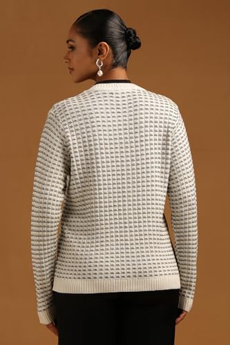 Soch Womens White Acrylic Knitted Cardigan