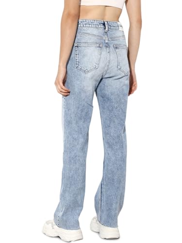 ONLY Women Straight Fit High-Rise Blue Jeans