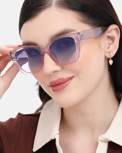 Carlton London Transparent with Pink Toned with Blue Polarised Lens Oversized Sunglass for women