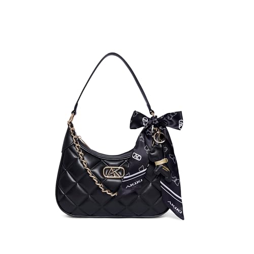 Akiki London Women's Catford 8 Small Hobo Handbag|comes with Scarf and Dog Charm|Premium Vegan Leather|Everyday Handbag for Women