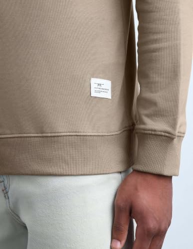 Flying Machine Brown Solid Cotton Regular Fit Men's Sweatshirt