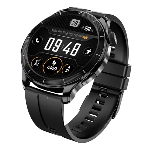 boAt Chrome Eon, Premium Metal Body, 1.43” (3.63 cm) AMOLED Round Display, AI Coach Health Insights, Advanced S1 Processor, Auto Heart Rate, HRV, VO2 Max, Smart Watch for Men & Women (Active Black)