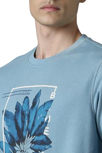 Louis Philippe Men Casual Blue Graphic Print Sweatshirt