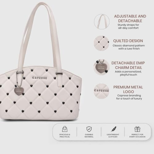Caprese X Emily in Paris Ashley Medium Tote Shoulder Bag with Multi-Compartment Interior, Secure Zipper Closure & Exclusive Metal Charm, Handbag for Work, Travel & Occasion