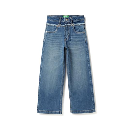 United Colors of Benetton Solid Straight Fit Contrast Waistband Denim Jeans (Size: 1-2 Years)-25A488PCE04BG901 Blue