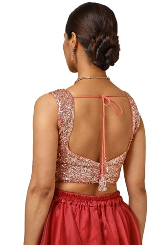 Soch Womens Peach Georgette Padded Blouse with Sequins