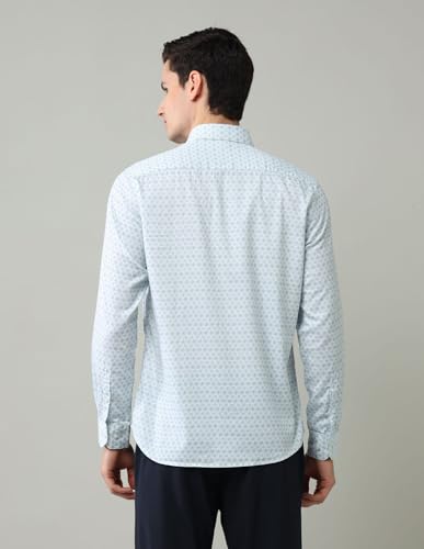 Arrow Sports Men's Geometric Slim Fit Shirt (ASAJSH1779_Light Blue
