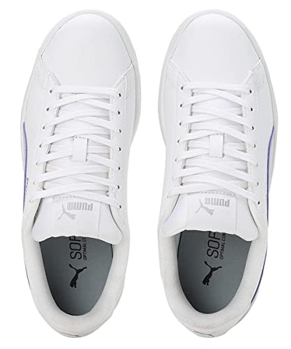 Puma Womens Smashic Wmn White-Spring Lavender-Matte Silver Sneaker - 6UK (39511101)