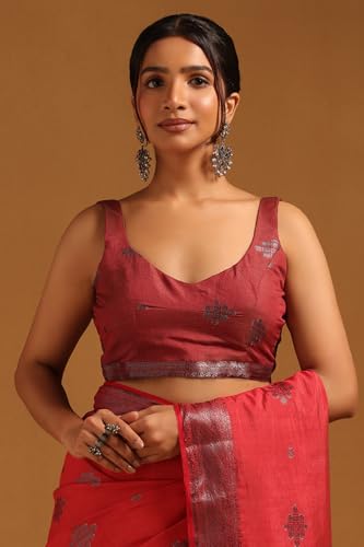 Soch Womens Red Art Silk Woven Design Saree