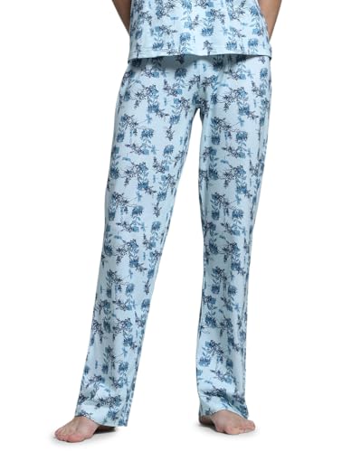Wacoal Women’s Snooze Club Short Sleeve Full Length Comfort Fit Pure Cotton Pajama Set-Blue (XL)