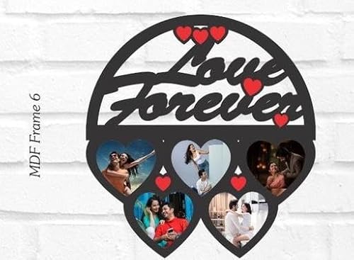 Customized Love Forever Collage Photo Frame, Wooden, Personalized, 12x12 Inch, Romantic Gift for Anniversary, Wedding, Valentine