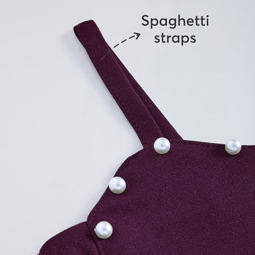 Hopscotch Girls Sleeveless Maroon 2-Pc Burgundy Pearl Accent Skirt Set (7-8 Years)