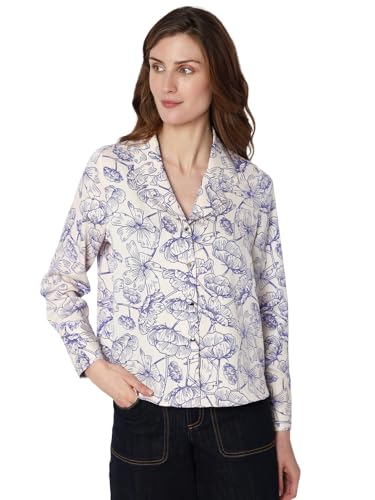 VERO MODA Women Printed Polyester Regular Fit Blue Shirt