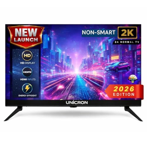 UNICRON 24 Inch HD LED TV Non Smart 20W Sound Output, Premuim Slim Design Crystal Clear Display with HDMI & USB Ports, Ideal for Home, Office & Monitor More