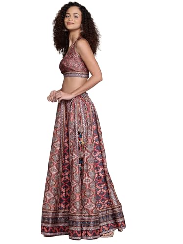 Multi Wanderlust Square Neck Blouse With Lehanga And Dupatta
