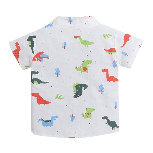Hopscotch Boys Cotton and Spandex Animal Print Shirt And Shorts Set in White Color For Ages (3-4 Years)