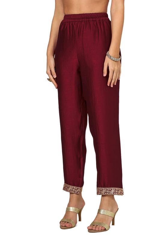 Soch Womens Maroon Silk Blend Suit Set With Sequins