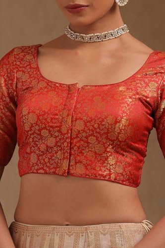 Soch Womens Red Tussar Floral Print Padded Blouse