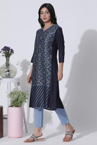 W for Woman Blue Suzani Motif Printed Kurta, Pants with Dupatta Set_23AUWS19302-312889_M