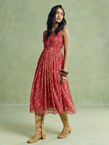 Aarke Ritu Kumar Wine Sanvii Midi Dress with Belt