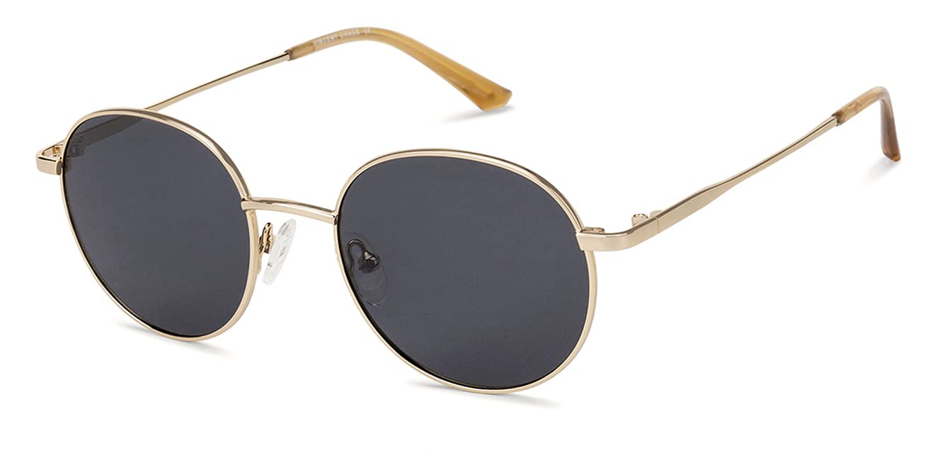 VINCENT CHASE EYEWEAR Polarized and 100% UV Protected | Golden-Grey Full Rim Round | Stylish & Premium Sunglasses | For Men & Women | Medium | VC S13112
