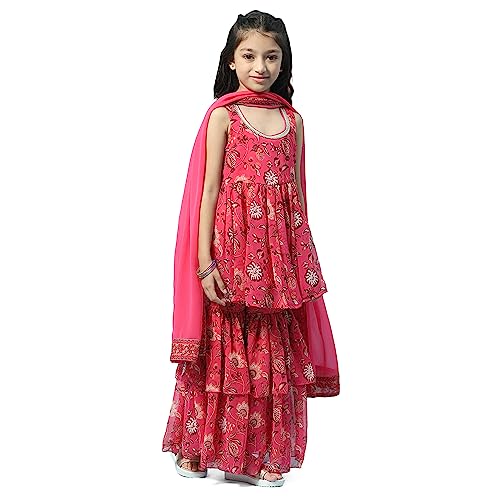 BIBA GIRL SOLID; EMBROIDRED GATHERED KID(KW5399_PEACH_15)