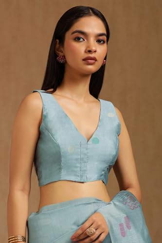 Soch Womens Grey Tussar Woven Design Saree