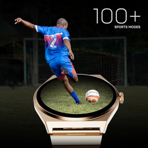 Fire-Boltt Phoenix Nova Smartwatch 1.43” Slim Super AMOLED Display, 466x466 Pixel Always-On Display, Bluetooth Calling, Health Tracker for Men & Women Imperial Gold