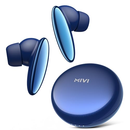 Mivi DuoPods A750 in Ear Ear Buds Wireless - 55H Playtime, USB Type-C Fast Charging, AI-ENC, Multi-Device Support, IPX4, Premium Metallic Ear Buds, Made in India
