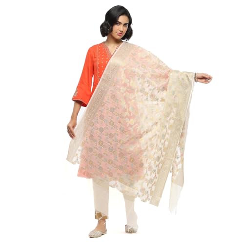 BIBA Women's Cream Polyester Dupatta_Free Size