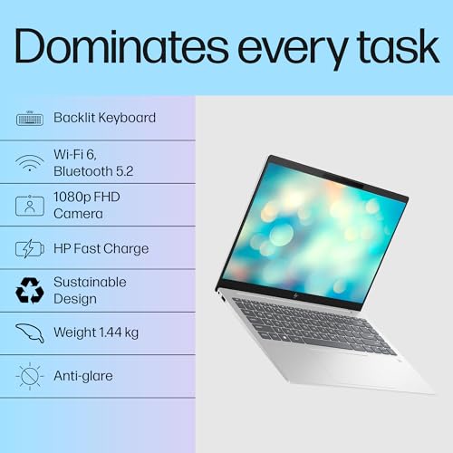 HP Pavilion Plus, 13th Gen Intel Core i5-1335U Laptop (16GB DDR5, 512GB SSD) IPS WUXGA Anti-Glare, 14"/35.6cm, Win 11, M Care Pack 2 Years Additional Warranty with Onsite Support