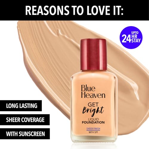 Blue Heaven All-In-One Bridal Makeup Kit for women | Pack of 11 | Primer, Foundation, Compact Powder, Eyebrow Definer, Eyeliner, Kajal, Mascara, Eyeshadow, Lipstick, Sindoor & Blush | 55.1g + 49.5ml