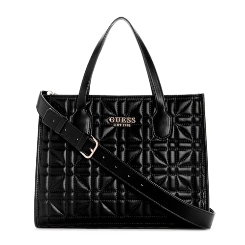 GUESS Women's Black Quilted Tote Bag| Ladies Purse Handbags | Gift For Ladies