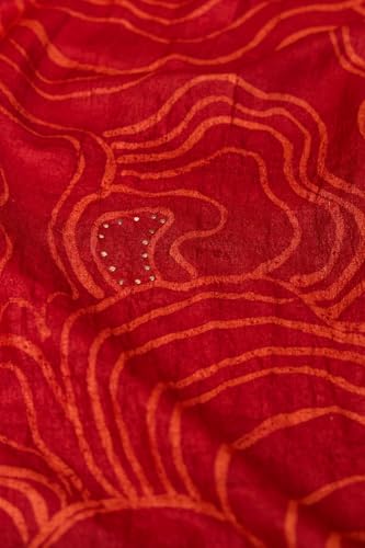 Taneira Women Red Batik Pure Tussar Silk Bengal Saree with Unstitched Blouse Piece (SAIH01AC2160-Red)