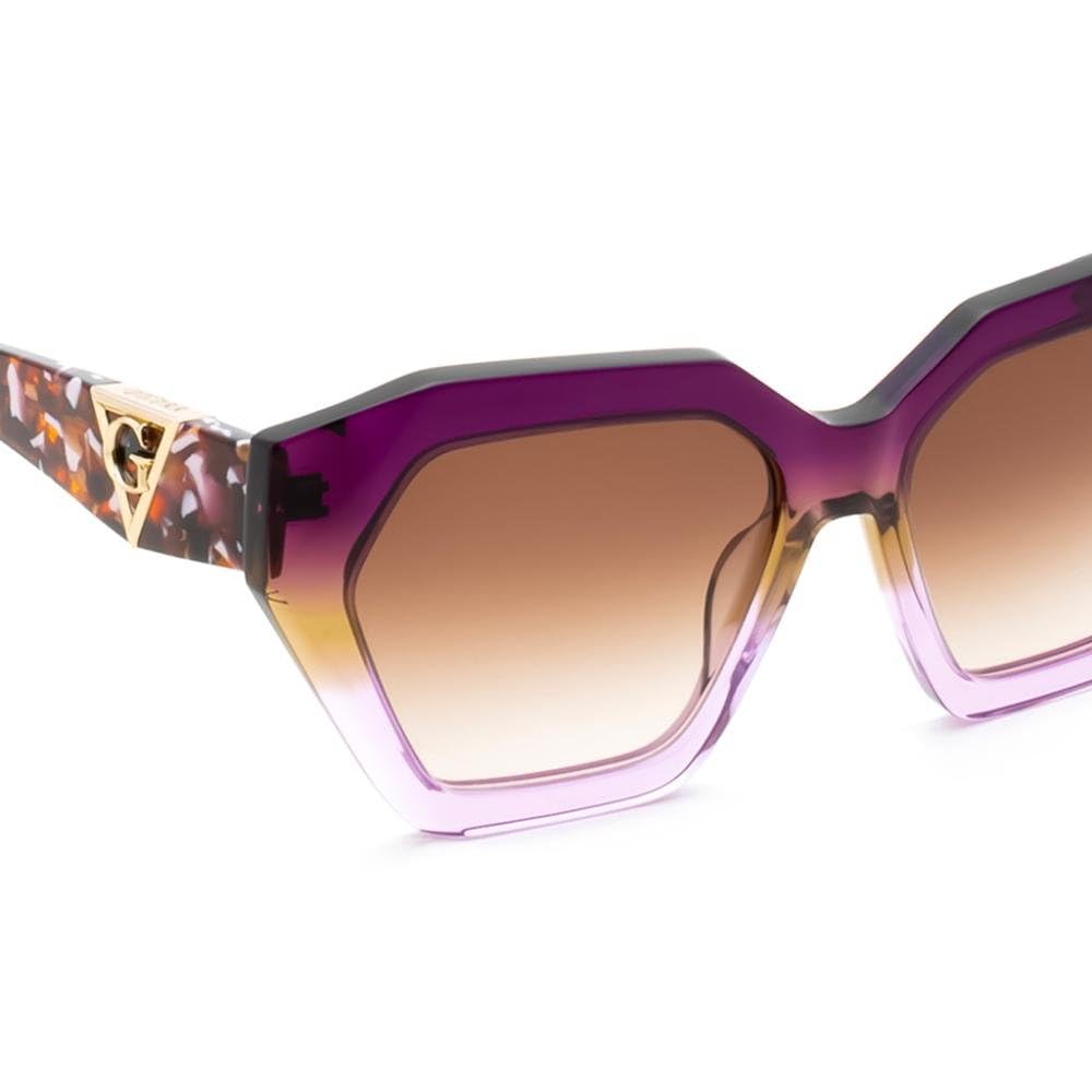GUESS 100% UV protecetd | Gradient | Large | Full Rim | Hexagonal | Frame: Purple | Lens: Brown