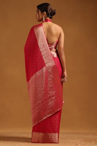 Soch Womens Fuchsia Georgette Woven Design Saree