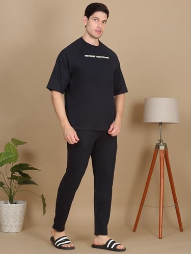 Sweet Dreams Mens Solid Co-Ord Set Navy