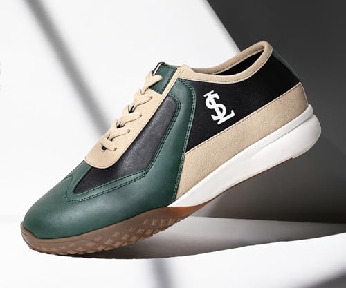 LOUIS STITCH Men’s Green and Black Casual Lightweight Lace-Up Sneakers for Men| Cushioned Comfort | Dual-Color TPR Sole | Lightweight & Comfortable Casual Lace-Up Shoes | LSP-SNK-AVI-017-GRJB | UK-6