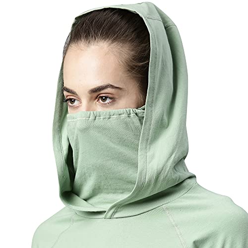 Enamor Athleisure Women's 4 Way Stretch Cotton Quick Dry and Antimicrobial Hooded Mask T-Shirt for Women - A302(A302-Pistachio-M)