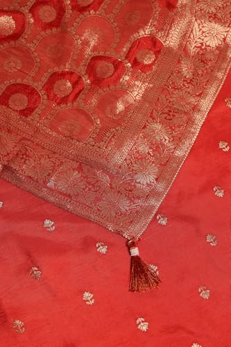 Soch Womens Rust Chinon Zari Embroidered Salwar Suit