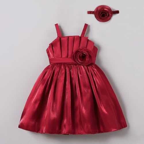 Hopscotch Girls Burgundy Sleeveless Floral Applique Party Dress for Ages (3-4 Years)