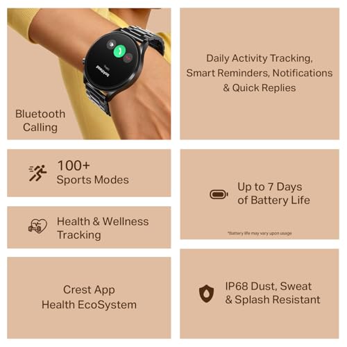 boAt Chrome Horizon, Video Watch Faces, 1.51” AMOLED Display, HRV & VO2 Max, Auto-Activity Detection, ASAP Charge, Advanced Bluetooth Calling, IP68, Heart Rate & SpO2 Monitor Smart Watch(Steel Black)