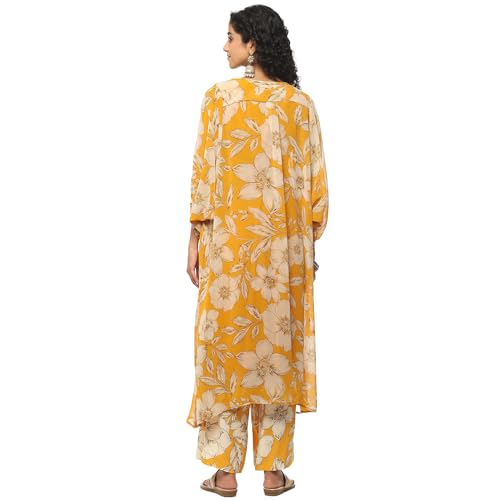 BIBA Women Polyester Printed Suit Set (Yellow)