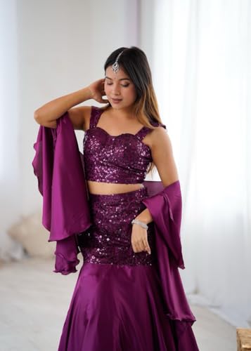 CLASSY FASHION HUB Women's And Girls Embellished, Embroidered Rangoli Heavy Fabric Sequence Work Lehenga Choli for Women