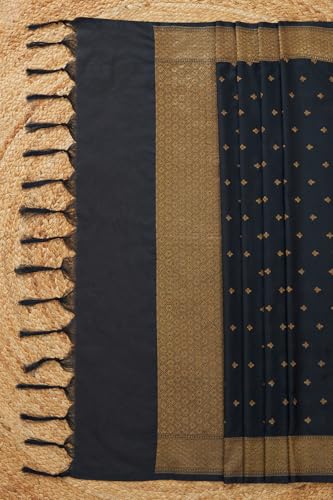 Soch Womens Black Silk Blend Woven Design Dupatta With Zari Woven